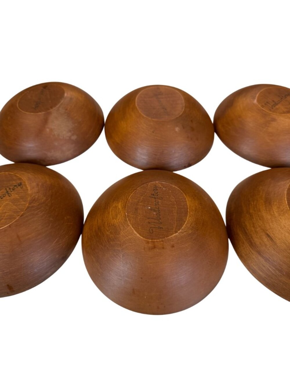 MCM Woodcraftery Handcrafted Wooden Salad Bowls Set of 6 Rustic Kitchenware - Picture 9 of 11